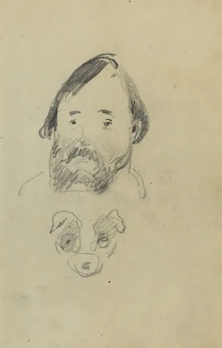 Framed Print : Head of a Bearded Man with a Head of a Dog [recto], 1884-1888. Creator: Paul Gauguin