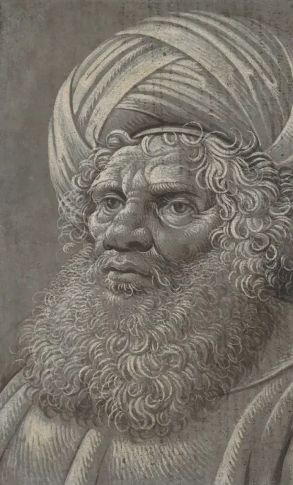 Framed Print : Head of a Bearded Man Wearing a Turban (recto); Latin script (verso), ca. 1510. Creator Framed Print : Head of a Bearded Man Wearing a Turban (recto); Latin script (verso), ca. 1510. Creator