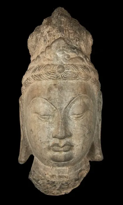 Framed Print : Head of a Bodhisattva, Tang dynasty, first half 8th century. Creator: Unknown Framed Print : Head of a Bodhisattva, Tang dynasty, first half 8th century. Creator: Unknown