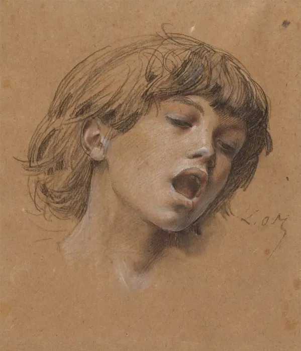Framed Print : Head of a Boy Singing (Study for Music), c. 1898. Creator: Luc-Olivier Merson (French, 1846-1920) Framed Print : Head of a Boy Singing (Study for Music), c. 1898. Creator: Luc-Olivier Merson (French, 1846-1920)