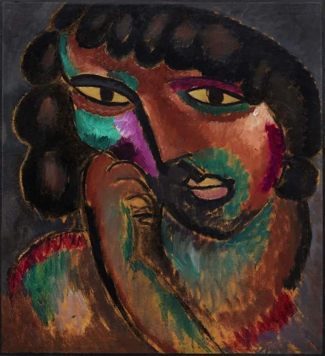 Framed Print : Head in Bronze Colors - Portrait of Sacharoff, 1913. Creator: Javlensky, Alexei, von (1864-1941)