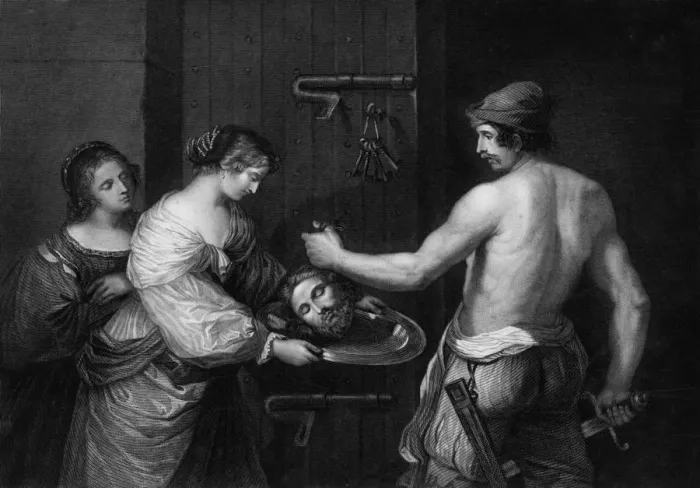 Framed Print : His head was brought in a charger, and given to the damsel, mid 19th century. Creator Framed Print : His head was brought in a charger, and given to the damsel, mid 19th century. Creator