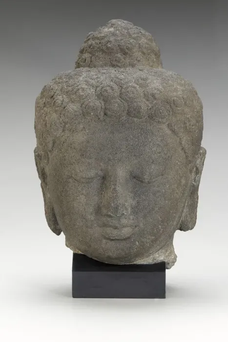 Framed Print : Head of the Buddha, Shailendra period, 8th century. Creator: Unknown Framed Print : Head of the Buddha, Shailendra period, 8th century. Creator: Unknown