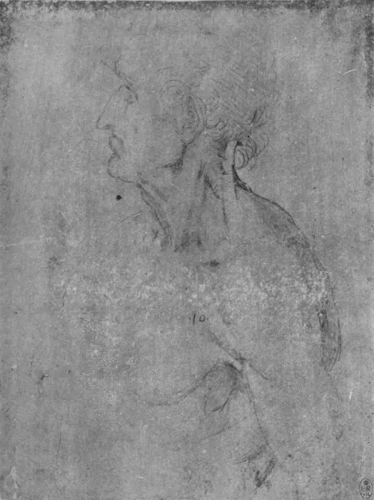 Framed Print : Head and Bust of an Old Man to the Left, c1480 (1945). Artist: Leonardo da Vinci
