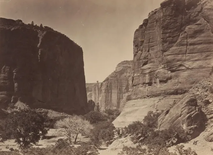 Framed Print : Head of Canyon de Chelle, Looking Down, 1873. Creator: Tim O Sullivan