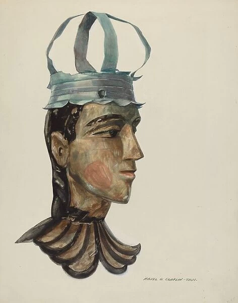Head of Carved Figure with Tin Crown, 1935  /  1942. Creator: Majel G. Claflin