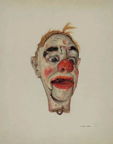 Head of a Clown Marionette, c. 1939. Creator: Vera Van Voris