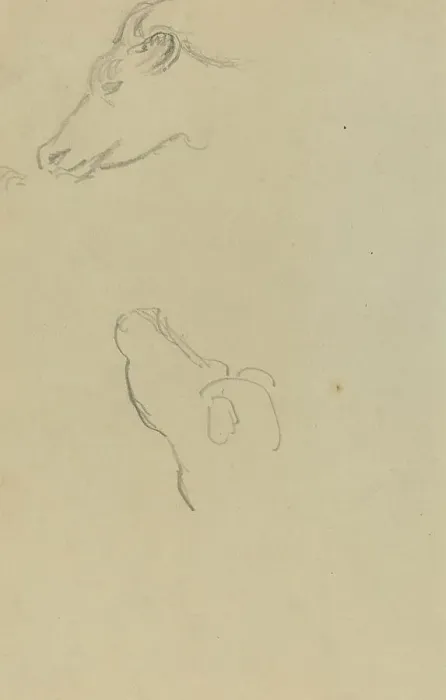 Framed Print : Head of a Cow [recto], 1884-1888. Creator: Paul Gauguin