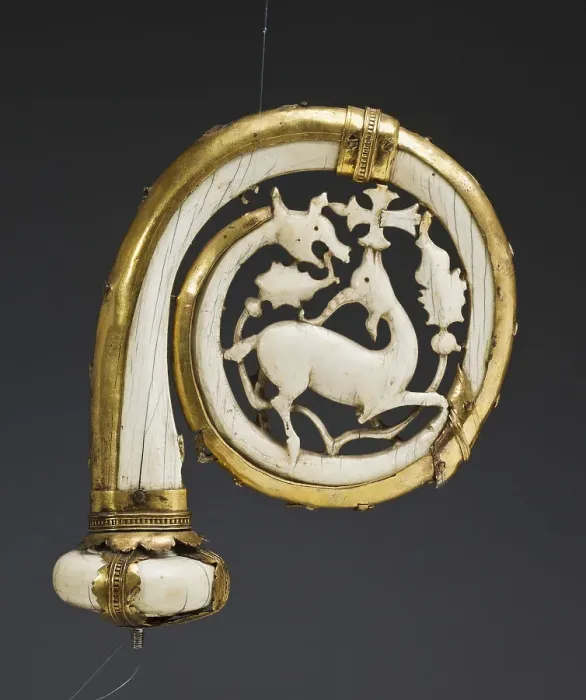 Framed Print : Head of a Crosier with the Depiction of the Lamb, 11th-12th century. Artist: West European Applied Art Framed Print : Head of a Crosier with the Depiction of the Lamb, 11th-12th century. Artist: West European Applied Art