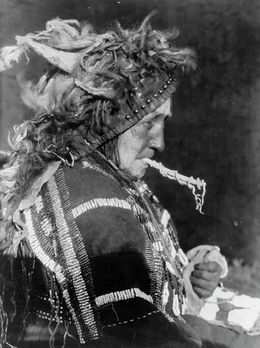 Framed Print : Head-dress of Matóki Society-Blood, c1927. Creator: Edward Sheriff Curtis Framed Print : Head-dress of Matóki Society-Blood, c1927. Creator: Edward Sheriff Curtis