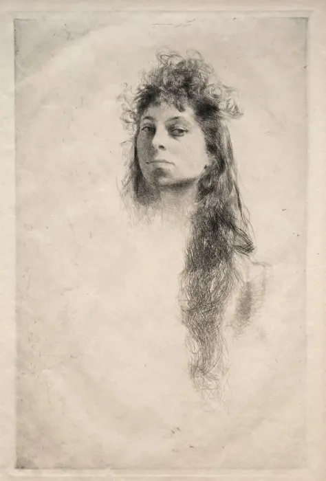 Framed Print : Head of a Girl, 1800s. Creator: Robert Frederick Blum (American, 1857-1903) Framed Print : Head of a Girl, 1800s. Creator: Robert Frederick Blum (American, 1857-1903)