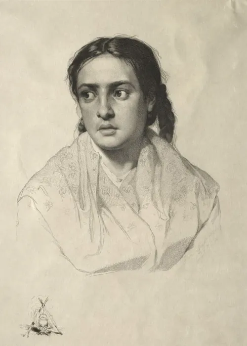Framed Print : Head of a Girl, 1870. Creator: Hans Meyer (German, 1846-1919) Framed Print : Head of a Girl, 1870. Creator: Hans Meyer (German, 1846-1919)