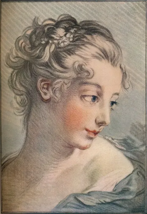 Framed Print : Head of a Girl, 18th century, (1916). Artist: Francois Boucher Framed Print : Head of a Girl, 18th century, (1916). Artist: Francois Boucher