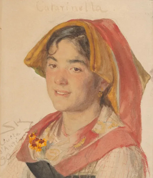 Framed Print : Head of an Girl from Civita d Antino in Regional Dress ('Catarinella'), 1890 Framed Print : Head of an Girl from Civita d Antino in Regional Dress ('Catarinella'), 1890