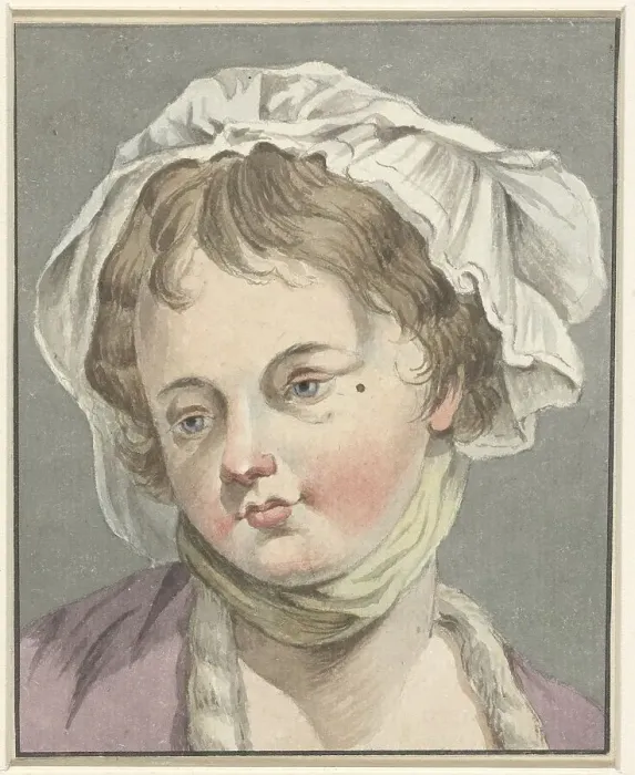 Framed Print : Head of a girl with hat, 1745-1850. Creator: Anon Framed Print : Head of a girl with hat, 1745-1850. Creator: Anon