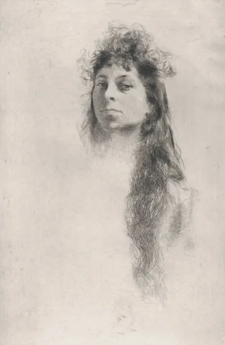 Framed Print : Head of a Girl with Long Hair. n. d. n. d Creator: Robert Frederick Blum Framed Print : Head of a Girl with Long Hair. n. d. n. d Creator: Robert Frederick Blum