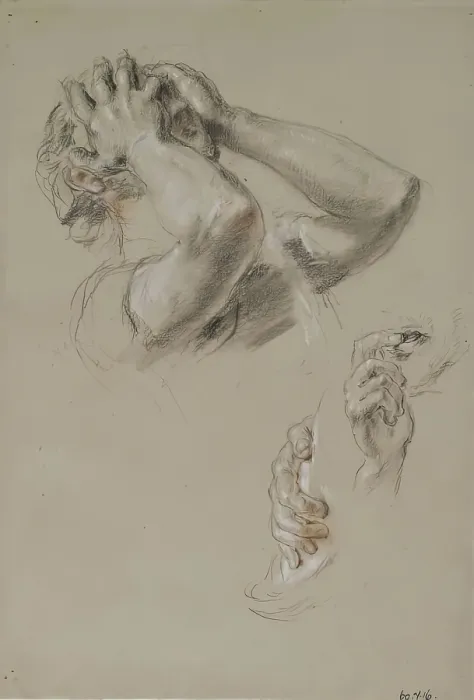 Framed Print : Head with Hands hiding Face, Study of Hands, c1825-1849. Creator: William Allan Framed Print : Head with Hands hiding Face, Study of Hands, c1825-1849. Creator: William Allan