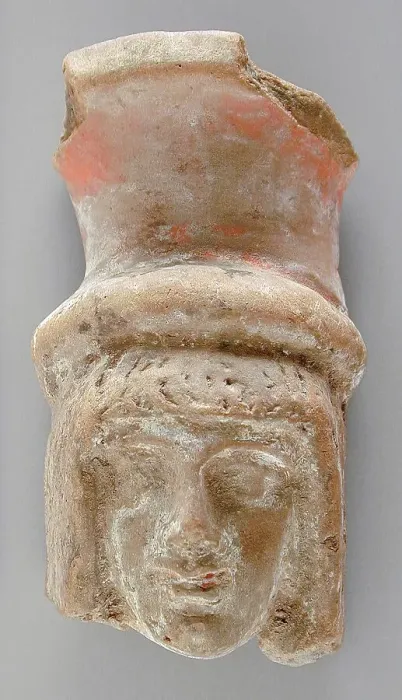 Framed Print : Head with Headdress, Ptolemaic Period-Roman Period (332 BCE-337 CE). Creator: Unknown Framed Print : Head with Headdress, Ptolemaic Period-Roman Period (332 BCE-337 CE). Creator: Unknown