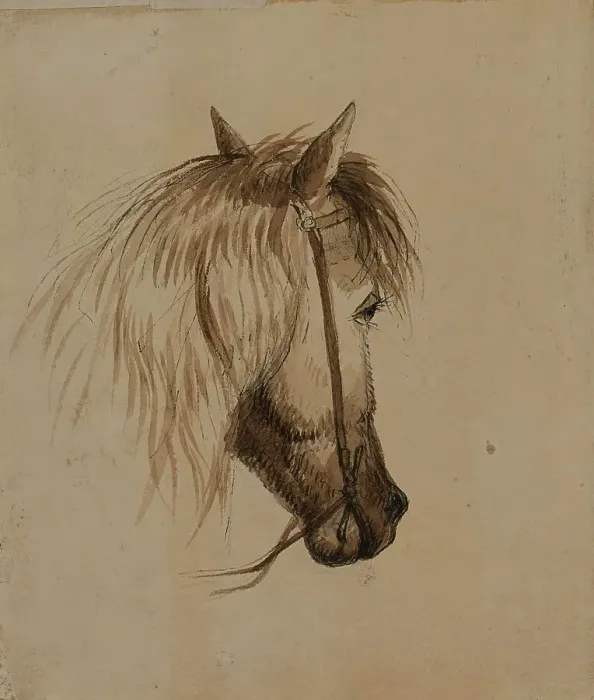 Framed Print : Head of a Horse, mid 19th century. Creator: Alfred Jacob Miller Framed Print : Head of a Horse, mid 19th century. Creator: Alfred Jacob Miller