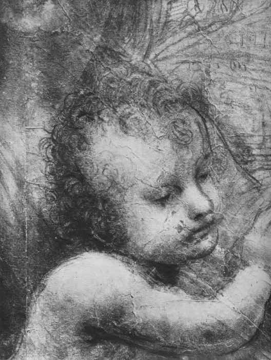 Framed Print : Head of the Infant Jesus - Virgin and Child with St. Anne and Infant St. John, c1480 (1945). Artist: Leonardo da Vinci Framed Print : Head of the Infant Jesus - Virgin and Child with St. Anne and Infant St. John, c1480 (1945). Artist: Leonardo da Vinci