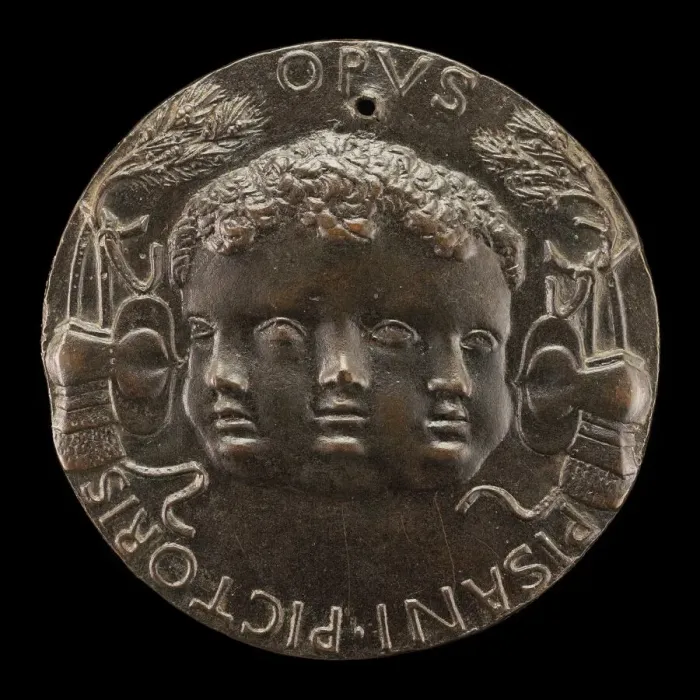 Framed Print : Head with Three Infantile Faces [reverse], c. 1440  /  1444. Creator: Pisanello