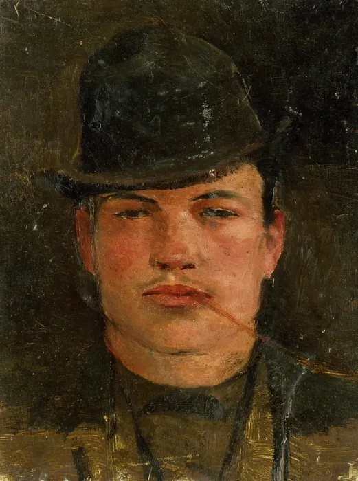 Framed Print : Head of a Lad with a Stiff Hat and a Cheroot, 1890-1900. Creator: Ladislav Mednyanszky Framed Print : Head of a Lad with a Stiff Hat and a Cheroot, 1890-1900. Creator: Ladislav Mednyanszky