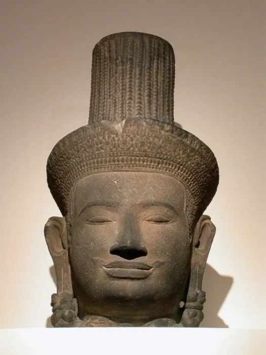 Framed Print : Head of a Male Deity (Deva), Angkor period, 10th / 11th century. Creator: Unknown Framed Print : Head of a Male Deity (Deva), Angkor period, 10th / 11th century. Creator: Unknown