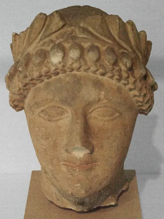 Framed Print : Head of Male Votary with Wreath, about 500-480 BC. Creator: Unknown Framed Print : Head of Male Votary with Wreath, about 500-480 BC. Creator: Unknown