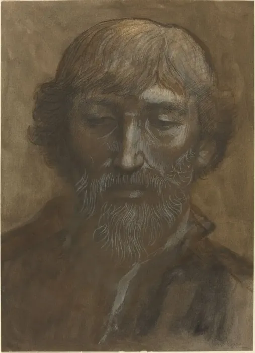 Framed Print : Head of a Man, Full Face. Creator: Alphonse Legros Framed Print : Head of a Man, Full Face. Creator: Alphonse Legros
