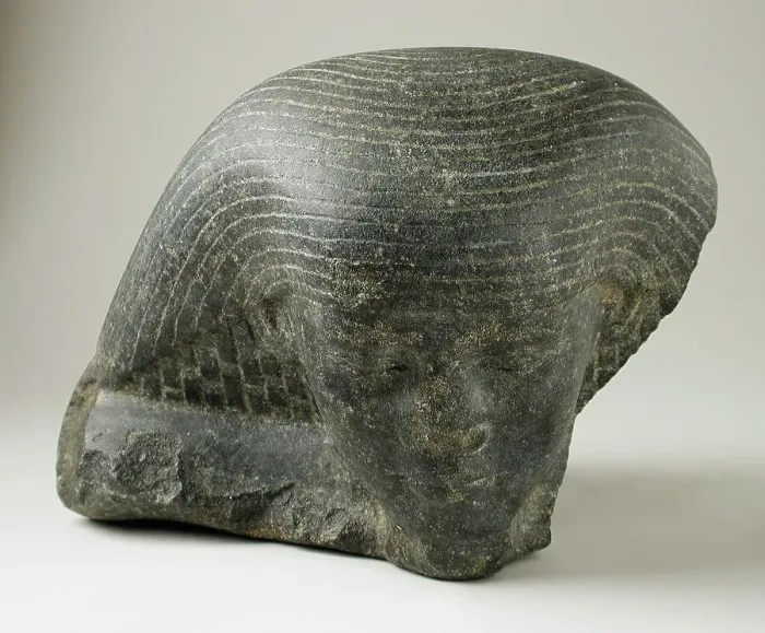 Framed Print : Head of a Man with Fragmentary Inscription, Egypt, 25th - 26th Dynasty (755 - 525 BCE). Creator: Unknown Framed Print : Head of a Man with Fragmentary Inscription, Egypt, 25th - 26th Dynasty (755 - 525 BCE). Creator: Unknown