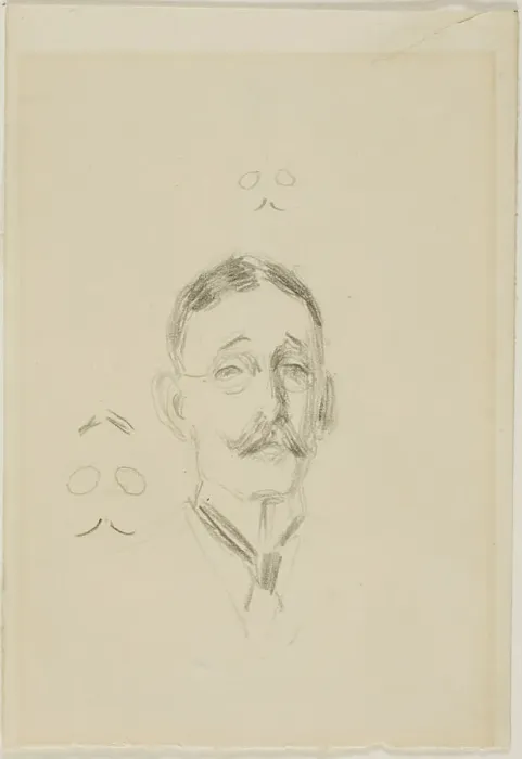 Framed Print : Head of a Man with Glasses with Two Sketches, n.d. Creator: Anders Leonard Zorn Framed Print : Head of a Man with Glasses with Two Sketches, n.d. Creator: Anders Leonard Zorn