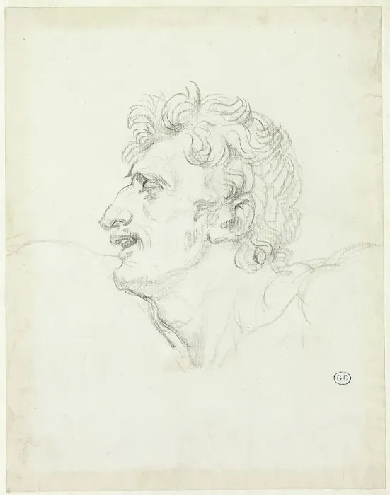 Framed Print : Head of a Man, Left Profile, c. 1810. Creator: Jacques-Louis David Framed Print : Head of a Man, Left Profile, c. 1810. Creator: Jacques-Louis David