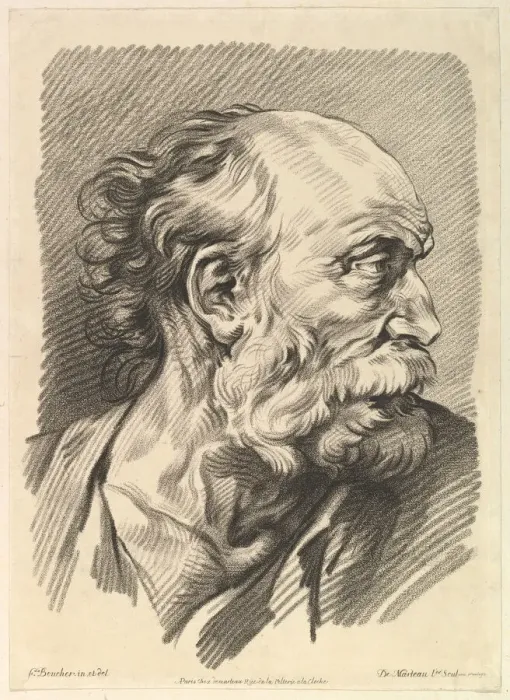 Framed Print : Head of a Man, mid-18th century. Creator: Gilles Demarteau Framed Print : Head of a Man, mid-18th century. Creator: Gilles Demarteau