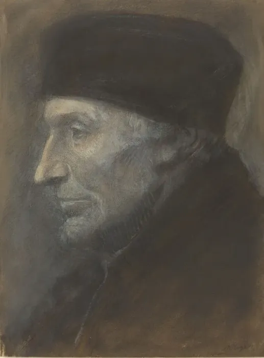 Framed Print : Head of a Man with a Skullcap. Creator: Alphonse Legros Framed Print : Head of a Man with a Skullcap. Creator: Alphonse Legros