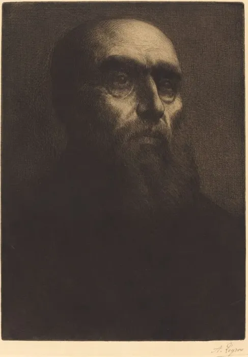 Framed Print : Head of a Man (Tete d homme). Creator: Alphonse Legros Framed Print : Head of a Man (Tete d homme). Creator: Alphonse Legros