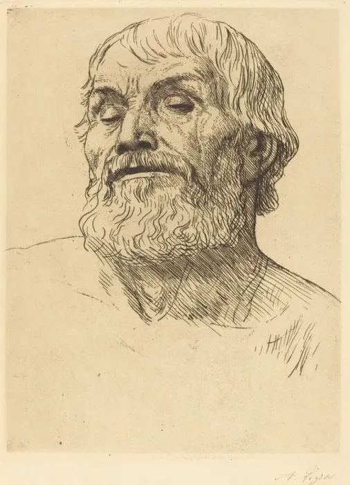 Framed Print : Head of a Man (Tete d homme). Creator: Alphonse Legros Framed Print : Head of a Man (Tete d homme). Creator: Alphonse Legros