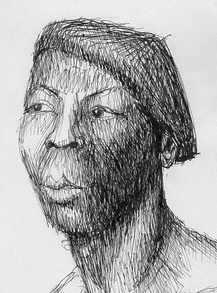 Head of man wearing beret, c1950. Creator: Shirley Markham