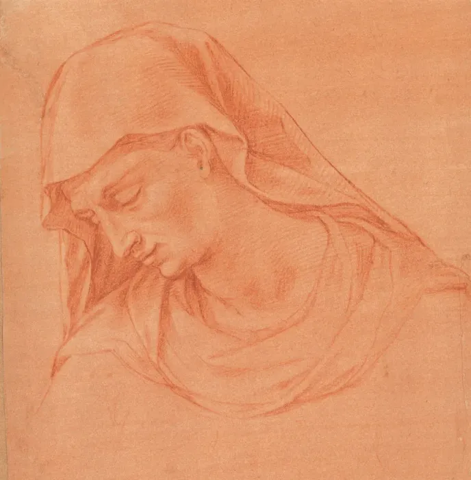 Framed Print : Head of a Mourning Woman in Profile to the Left, ca. 1575-80