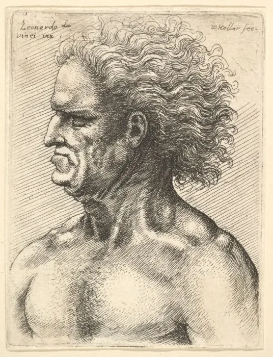 Framed Print : Head of a muscular old man in profile to left with flowing hair, 1625-77 Framed Print : Head of a muscular old man in profile to left with flowing hair, 1625-77