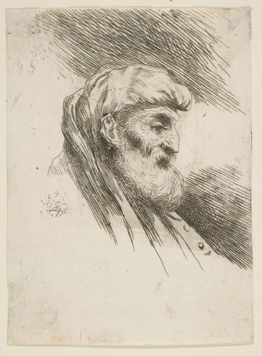 Framed Print : Head of an old bearded man facing right, from the series of Small Heads in Orien... ca Framed Print : Head of an old bearded man facing right, from the series of Small Heads in Orien... ca