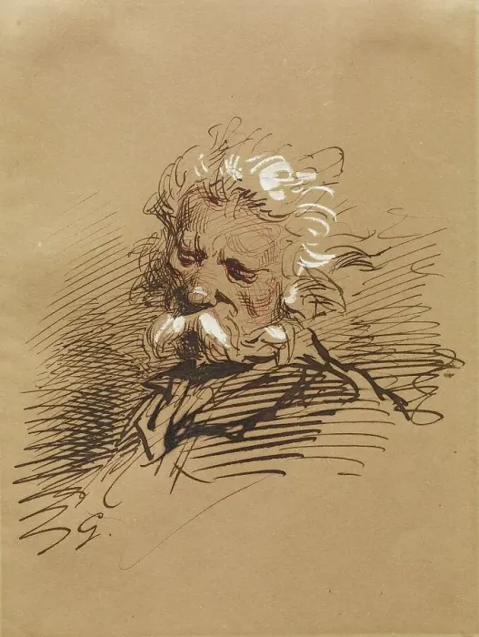 Framed Print : Head of an Old Man, 1852-1866. Creator: Paul Gavarni Framed Print : Head of an Old Man, 1852-1866. Creator: Paul Gavarni