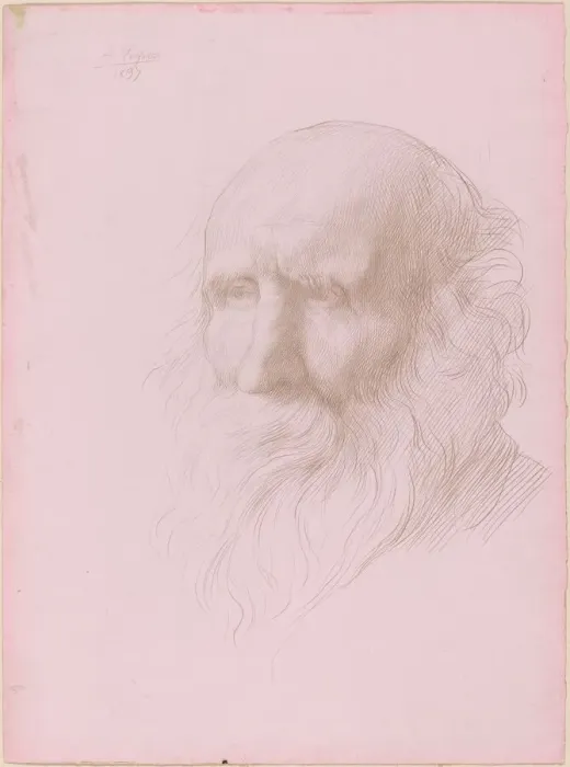 Framed Print : Head of an Old Man, 1897. Creator: Alphonse Legros Framed Print : Head of an Old Man, 1897. Creator: Alphonse Legros