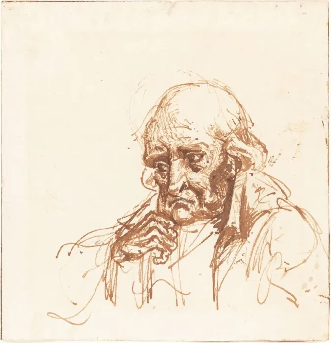 Framed Print : Head of an Old Man, 19th century. Creator: Unknown Framed Print : Head of an Old Man, 19th century. Creator: Unknown