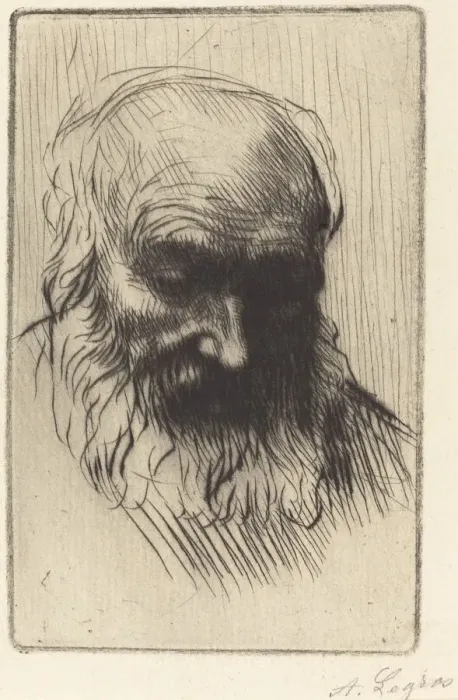 Framed Print : Head of an Old Man (Etude de tete). Creator: Alphonse Legros Framed Print : Head of an Old Man (Etude de tete). Creator: Alphonse Legros