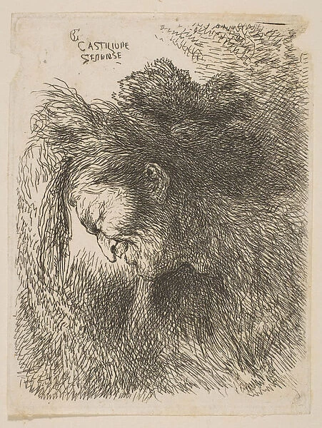 Head of an old man looking down, facing left, from the series Small Studies of He