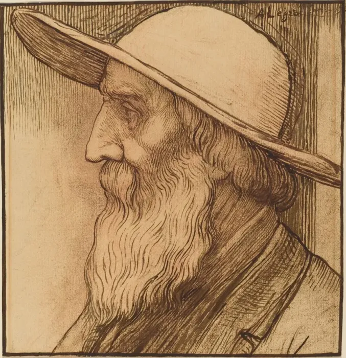 Framed Print : Head of an Old Man with a Wide-Brimmed Hat. Creator: Alphonse Legros Framed Print : Head of an Old Man with a Wide-Brimmed Hat. Creator: Alphonse Legros