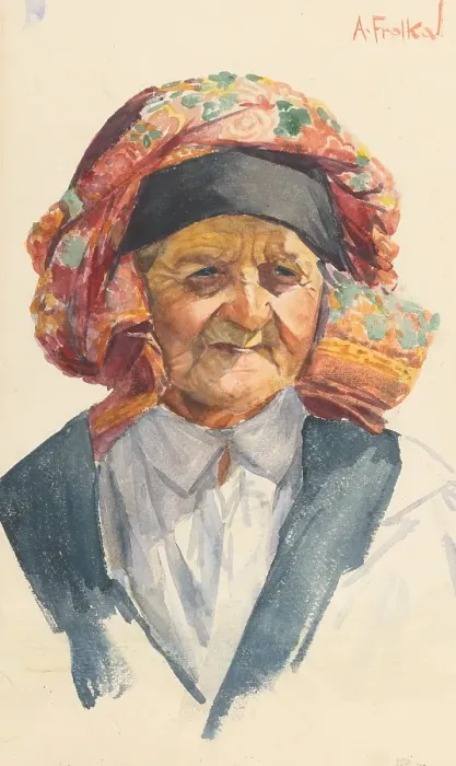 Framed Print : Head of an old woman, 1905-1925. Creator: Anton Frolka Framed Print : Head of an old woman, 1905-1925. Creator: Anton Frolka