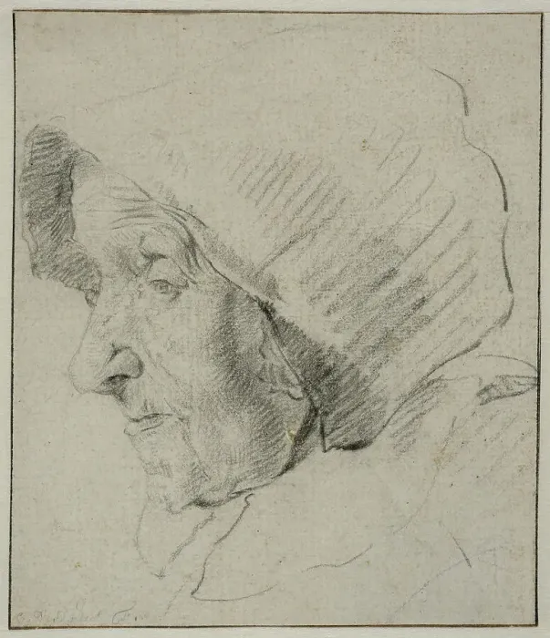 Framed Print : Head of an Old Woman in a Hood. Creator: Cornelis de Visscher Framed Print : Head of an Old Woman in a Hood. Creator: Cornelis de Visscher