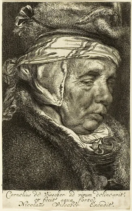 Framed Print : Head of an Old Woman, n.d. Creator: Cornelis de Visscher Framed Print : Head of an Old Woman, n.d. Creator: Cornelis de Visscher