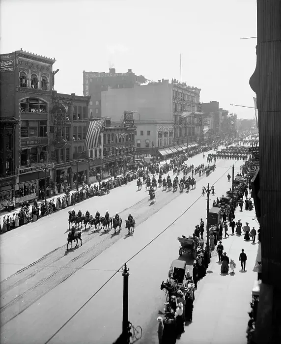 Framed Print : Head of parade, state encampment, Michigan K.T. [Knights Templar], between 1900 and 1910. Creator: Unknown